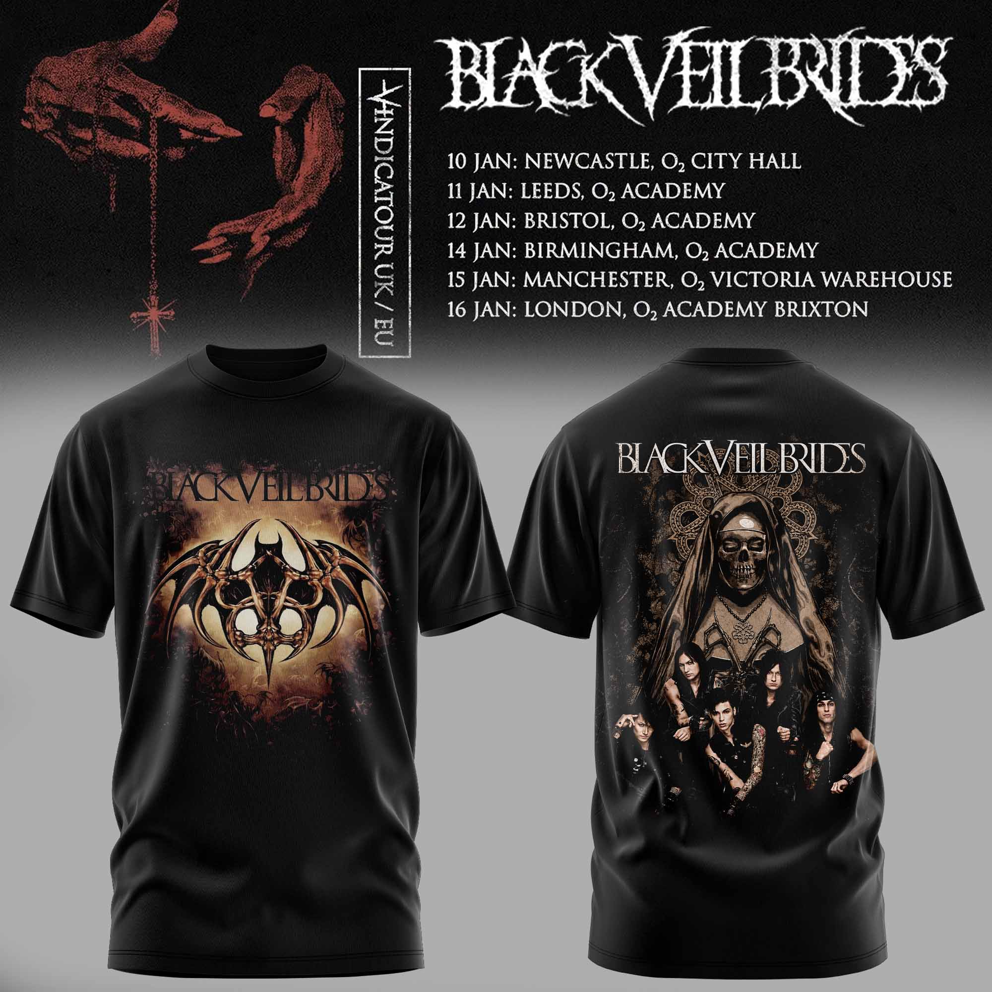 Black Veil Brides Uk Tour 2026 Premium T-Shirt Gifts For Fans