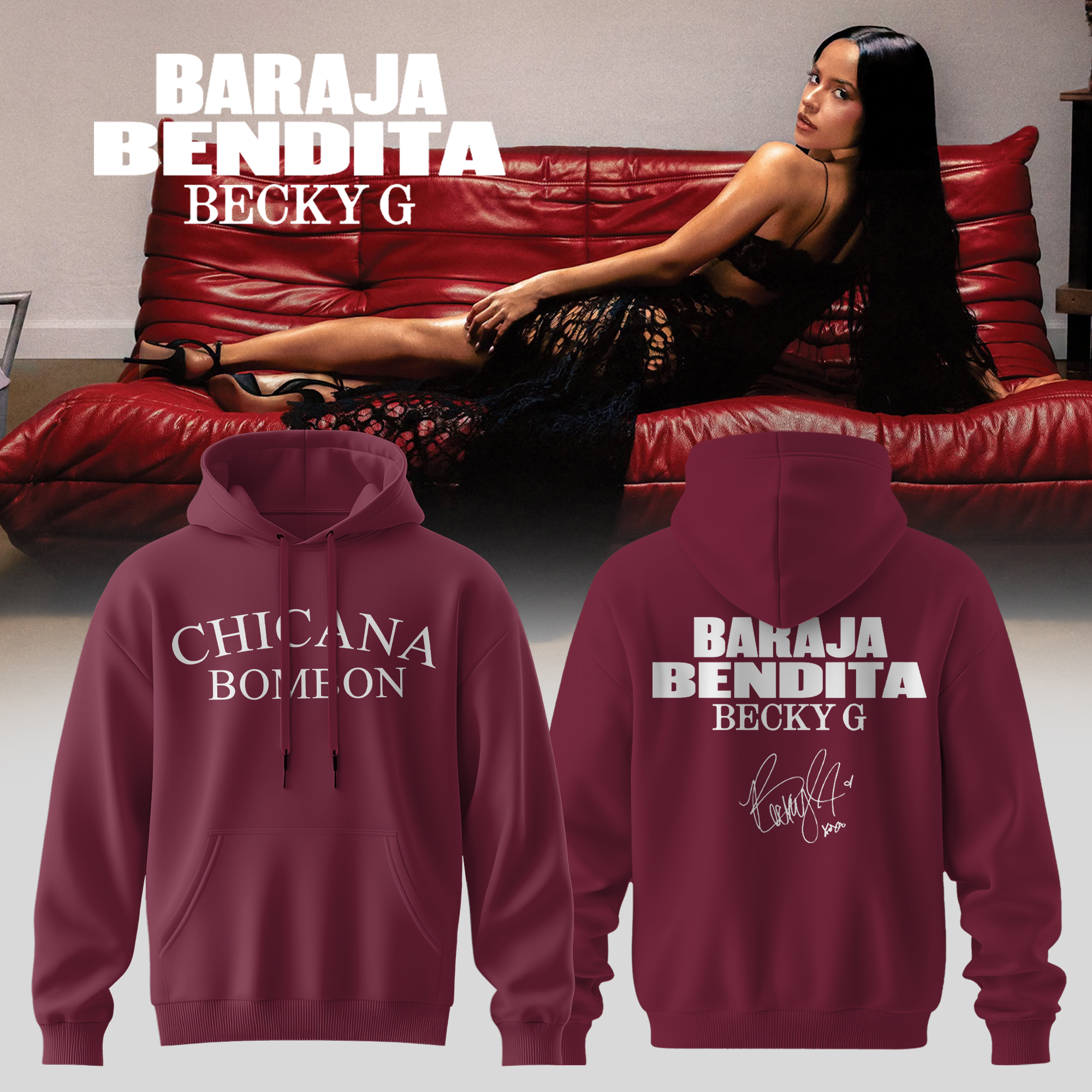Becky G Baraja Bendita Exclusive Signature Graphic Hoodie Limited Fan Collection