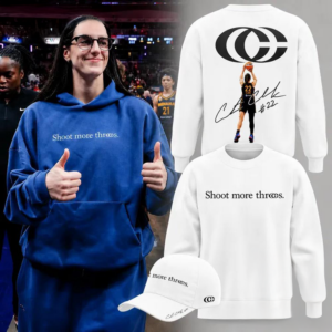 Caitlin Clark Shoot More Threes Logo And Signatures 2026 White Premium Sweatshirt Edition