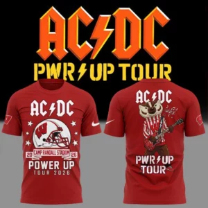 2026 Acdc X Wisconsin Badgers Football Power Up Tour Limited Edition T-Shirt