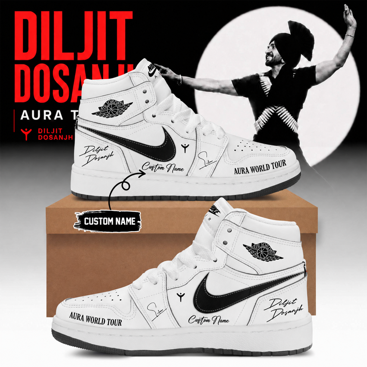 Diljit Dosanjh Aura World Tour 2026 Premium Concert Sneakers Merchandise