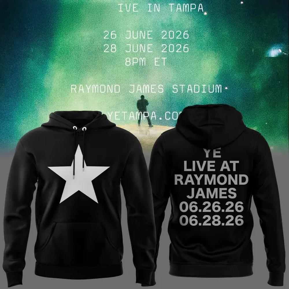 Kanye West Ye Live Concert Tour 2026 Raymond James Stadium Tampa Black Hoodie Collection