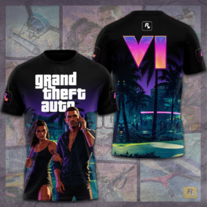 Grand Theft Auto Vi 2026 Limited Gaming Graphic T-Shirt Deluxe Fan Edition