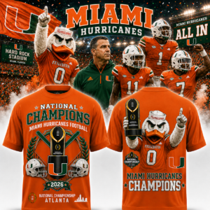 Miami Hurricanes National Champions 2026 T-Shirt College Football Championship Graphic Tee Ncaa Miami Football Fan Shirt Gift For Hurricanes Fans