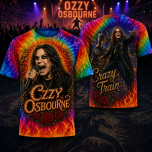 Ozzy Osbourne Crazy Train Tie Dye Graphic T-Shirt Rock Fan Collection