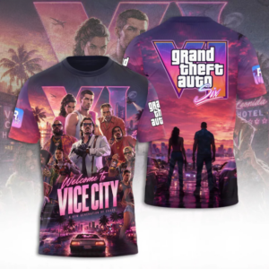 Grand Theft Auto Vi 2026 Limited Gaming Graphic T-Shirt Platinum Fan Edition