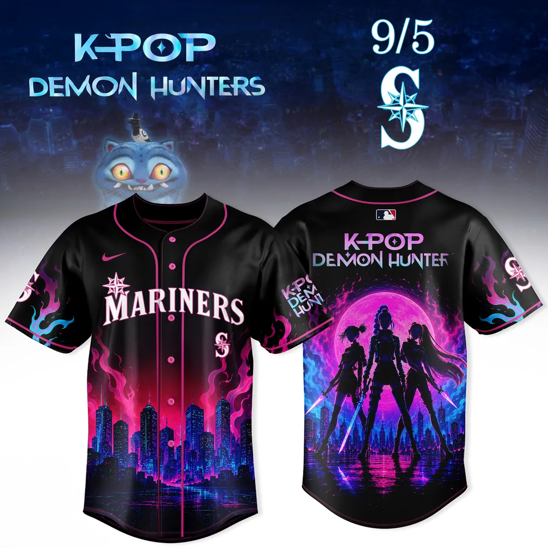 Seattle Mariners Kpop Demon Hunters Neon Edition Jersey