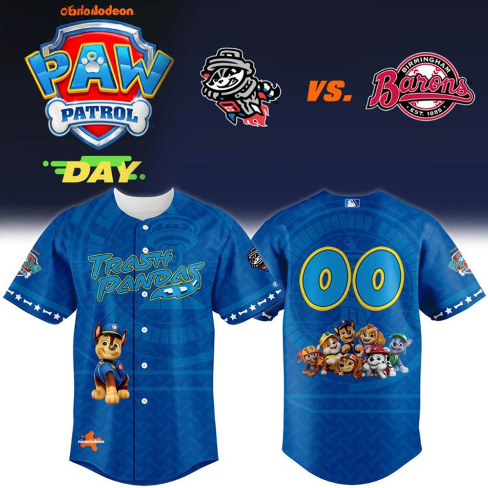 Rocket City Trash Pandas Paw Patrol Night Baseball Jersey