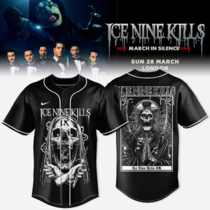 Ice Nine Kills 2027 March In Silence Tour Baseball Jersey Horror Skull Gothic Button Up Fan Gift