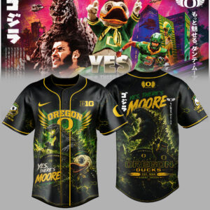 Oregon Ducks X Godzilla Monster Crossover Baseball Jersey
