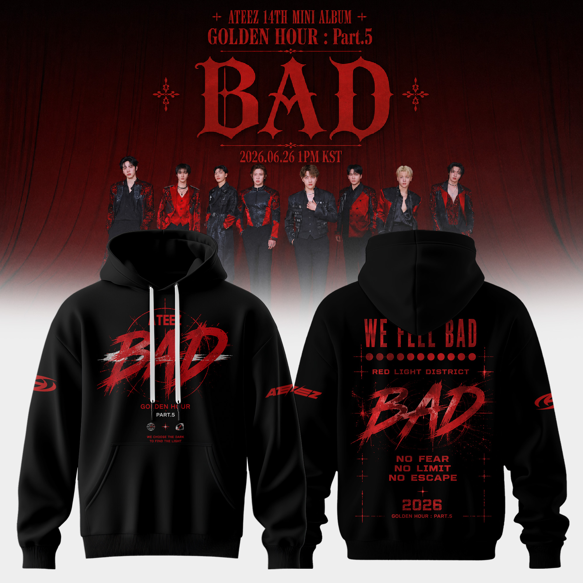 Ateez Crimson Chaos Concert Collection Hoodie