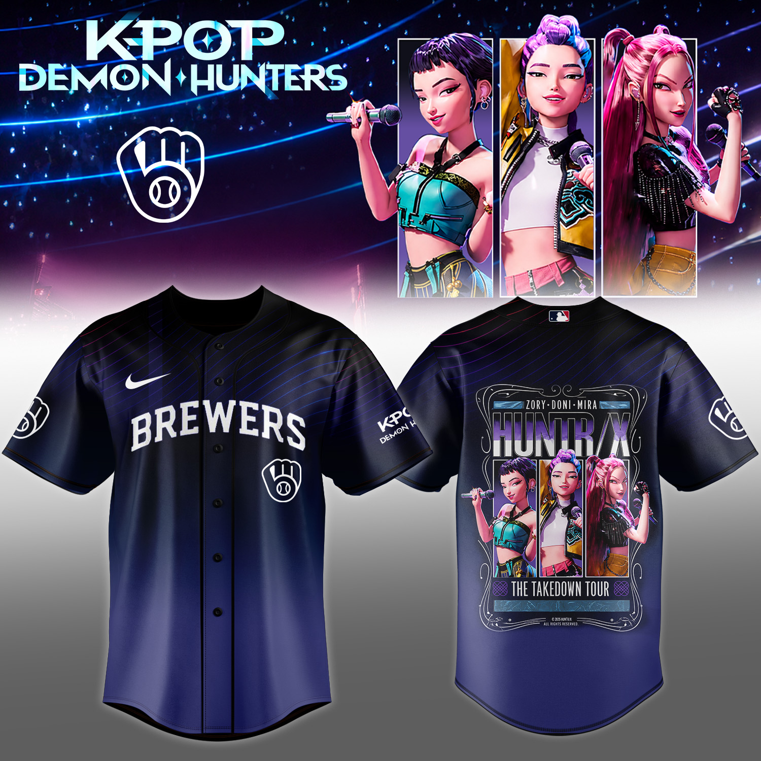 Milwaukee Brewers X Kpop Demon Hunters Nights Baseball Jersey