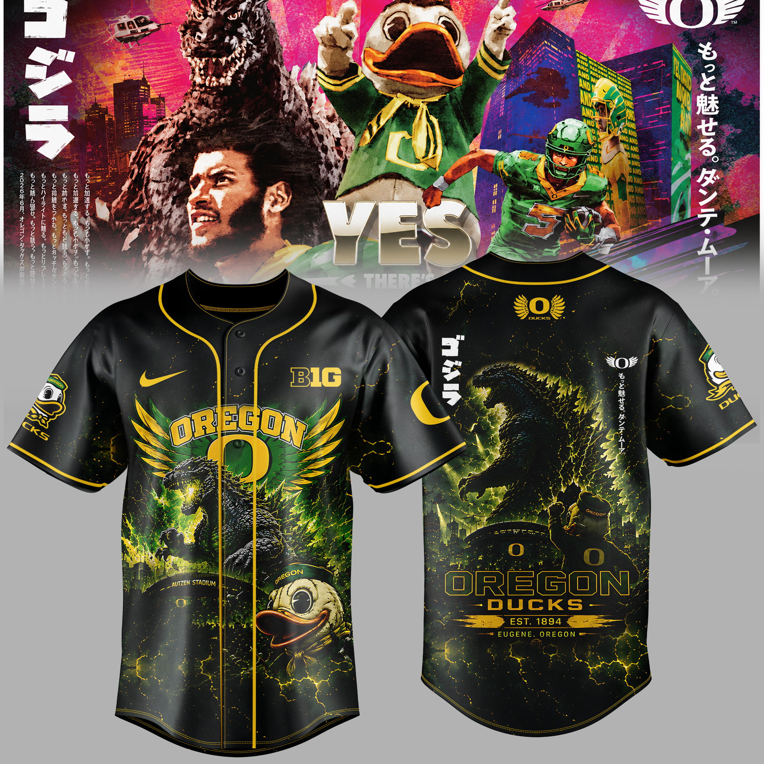 Oregon Ducks X Godzilla Game Day Collector Jersey