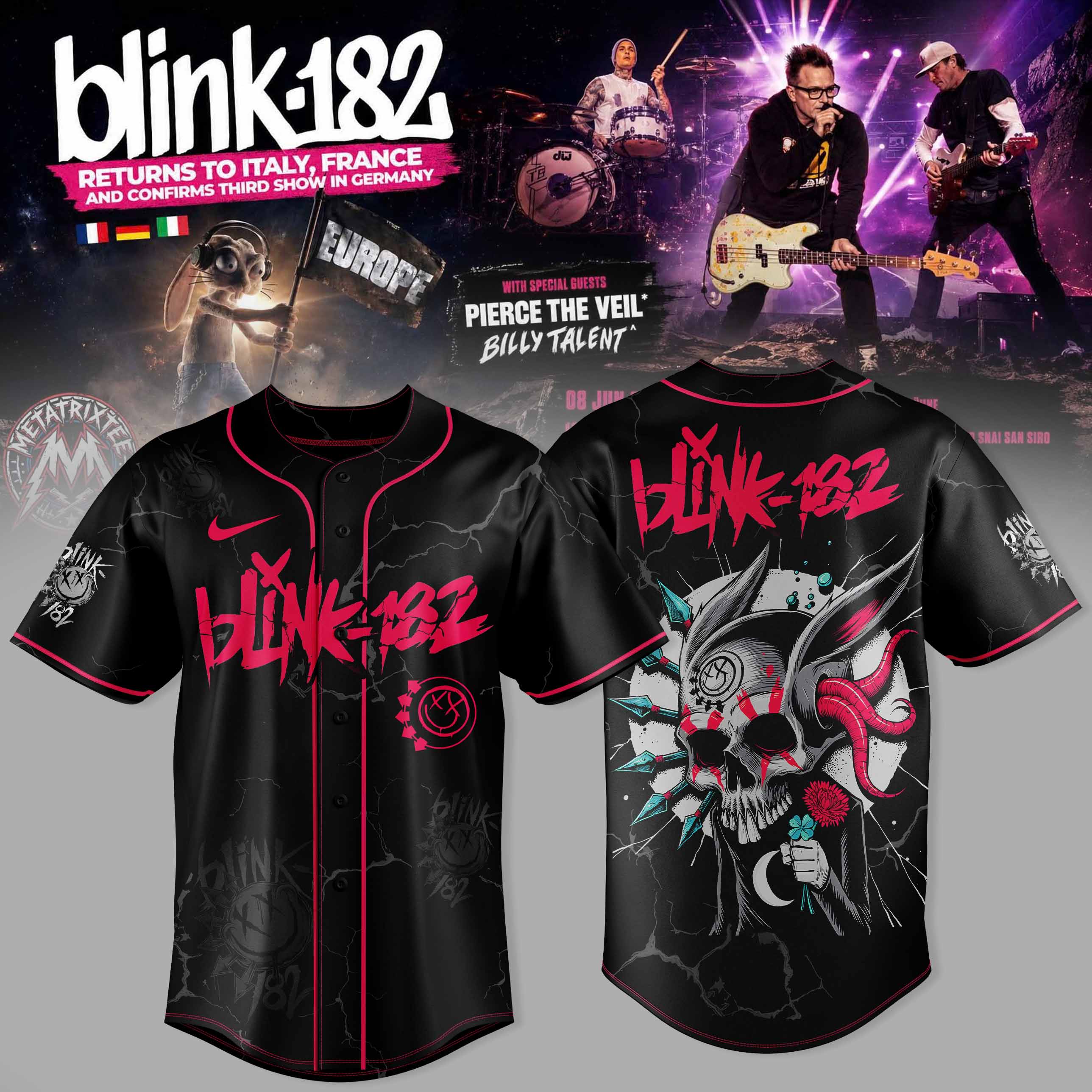 Blink182 Europe Tour Collector Baseball Jersey