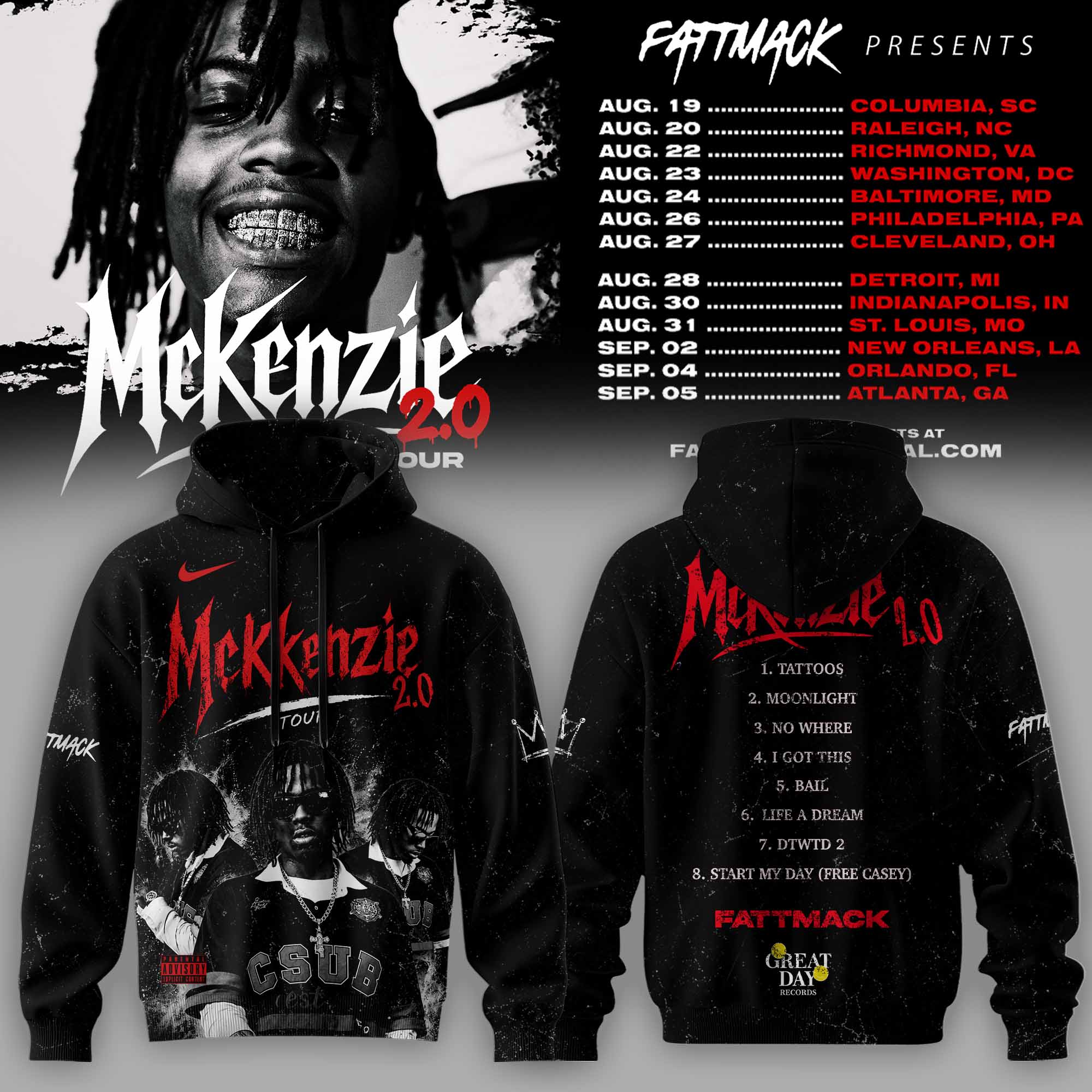 Mckenzie 2.0 No Mercy Tour Streetwear Music Hoodie