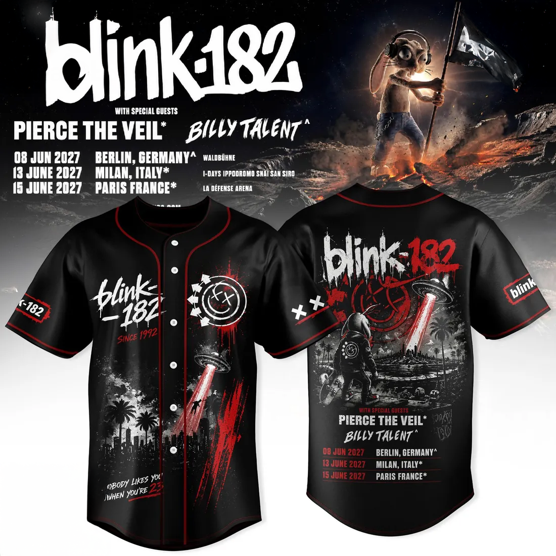 Blink182 Europe 2027 Tour Collector Baseball Jersey