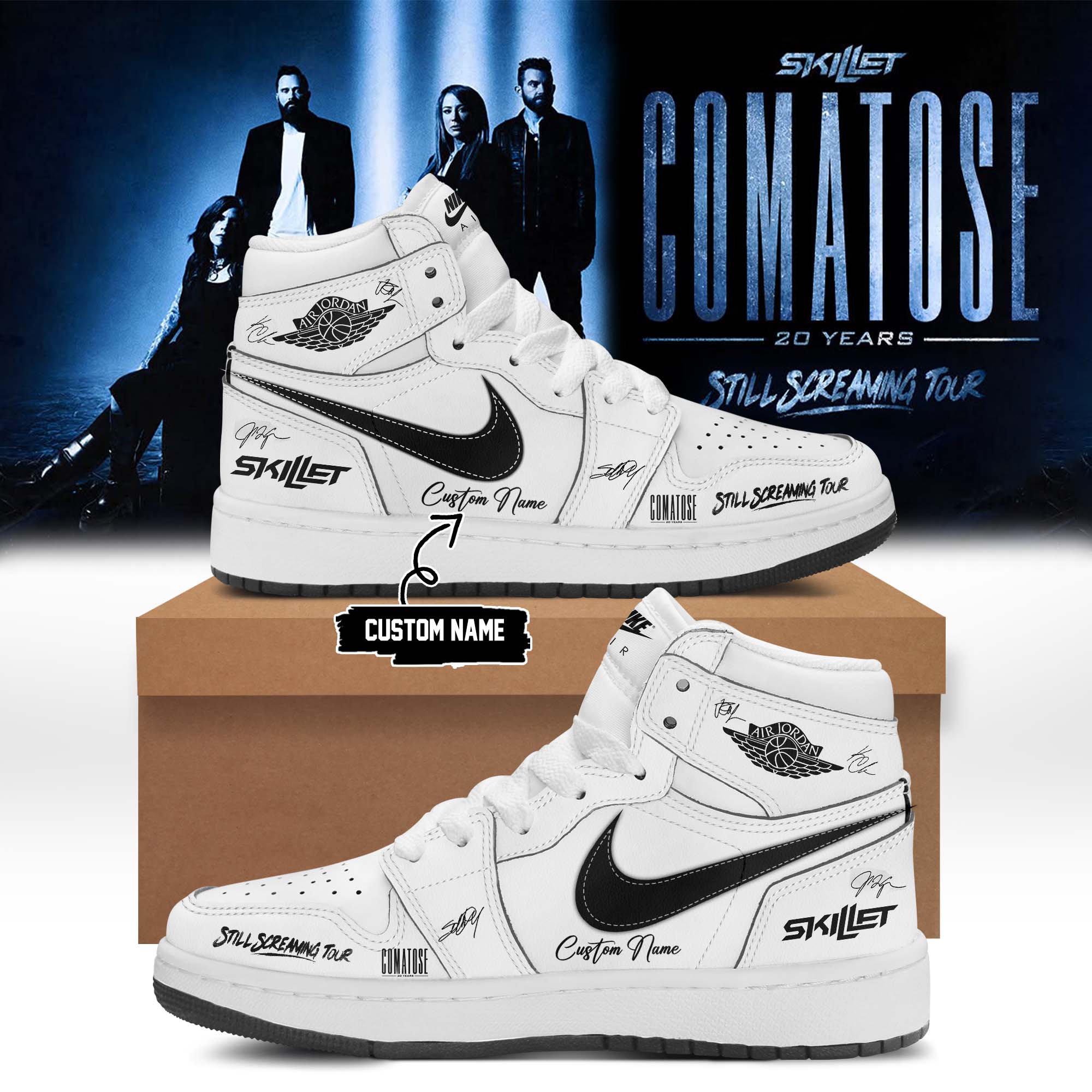 Skillet Comatose 20 Years Tour Air Force 1 Style Sneakers