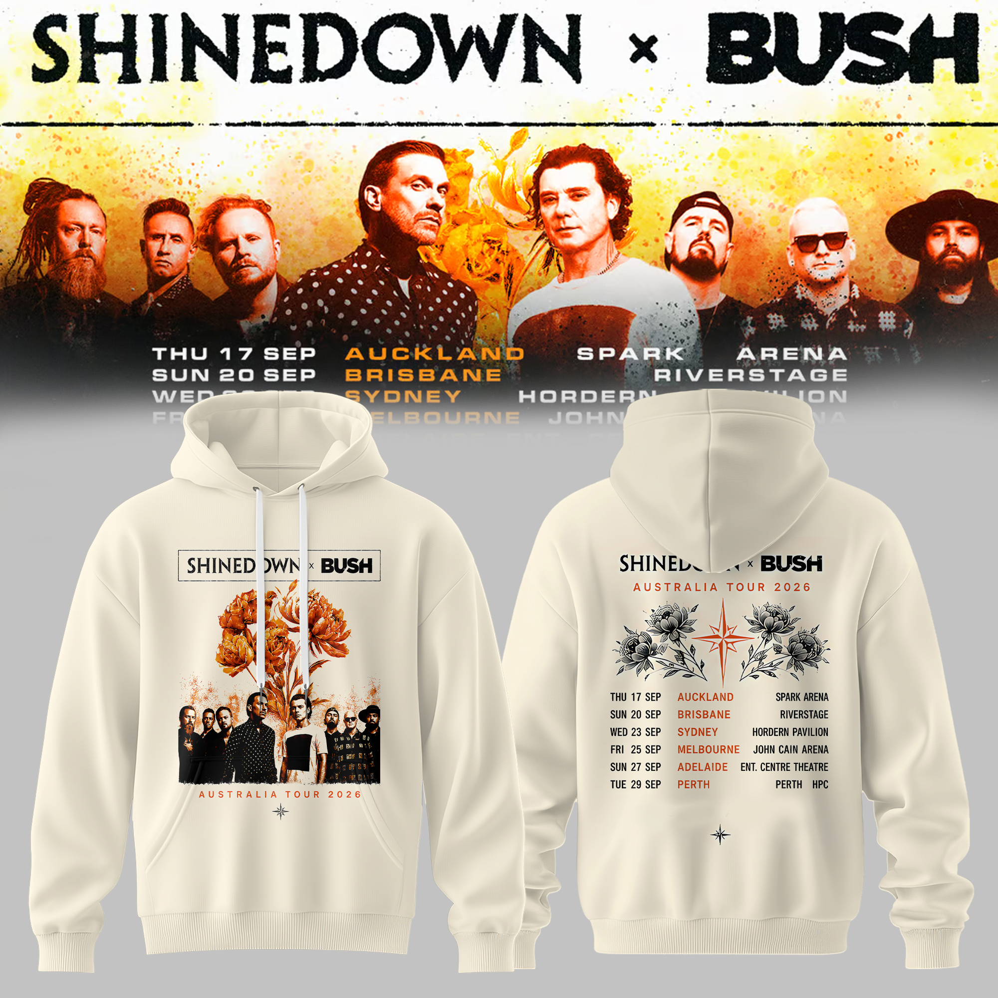 Shinedown X Bush Australian Tour Concert Fan Graphic Hoodie