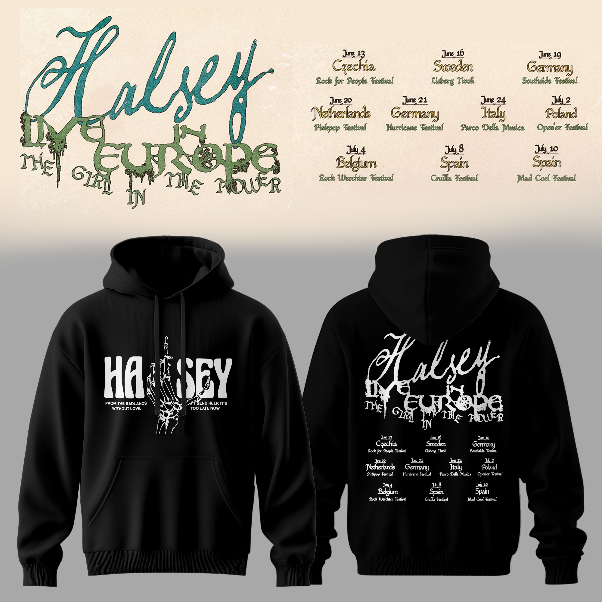 Halsey The Girl In The Tower Europe Tour Collector Hoodie Collection