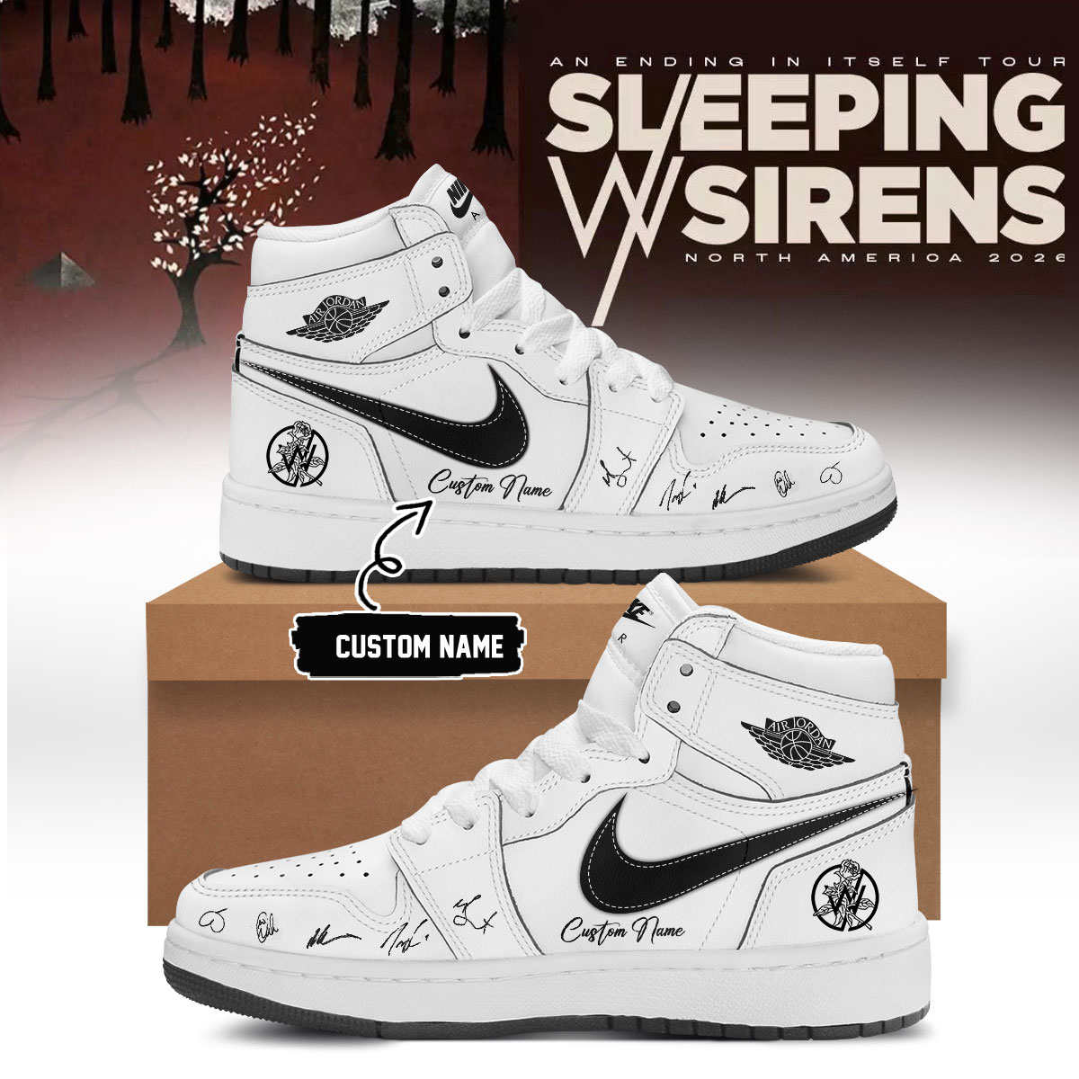 Sleeping With Sirens An Ending In Itself Official Tour Sneakers Gift For Band Enthusiasts