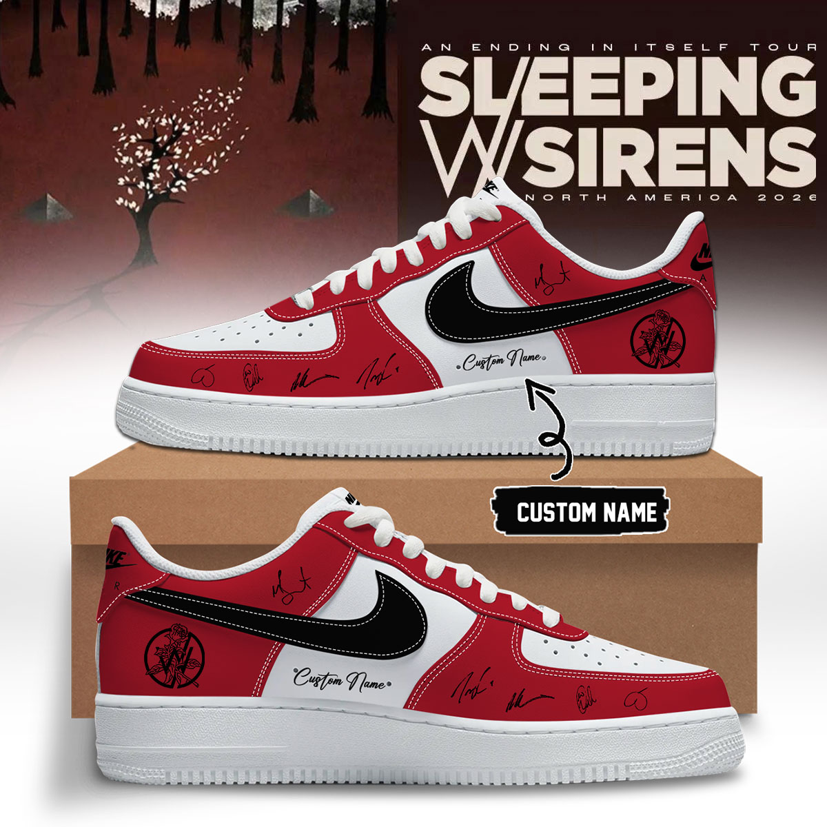 Sleeping With Sirens An Ending In Itself Tour Graphic Sneakers Gift For Concert Supporters