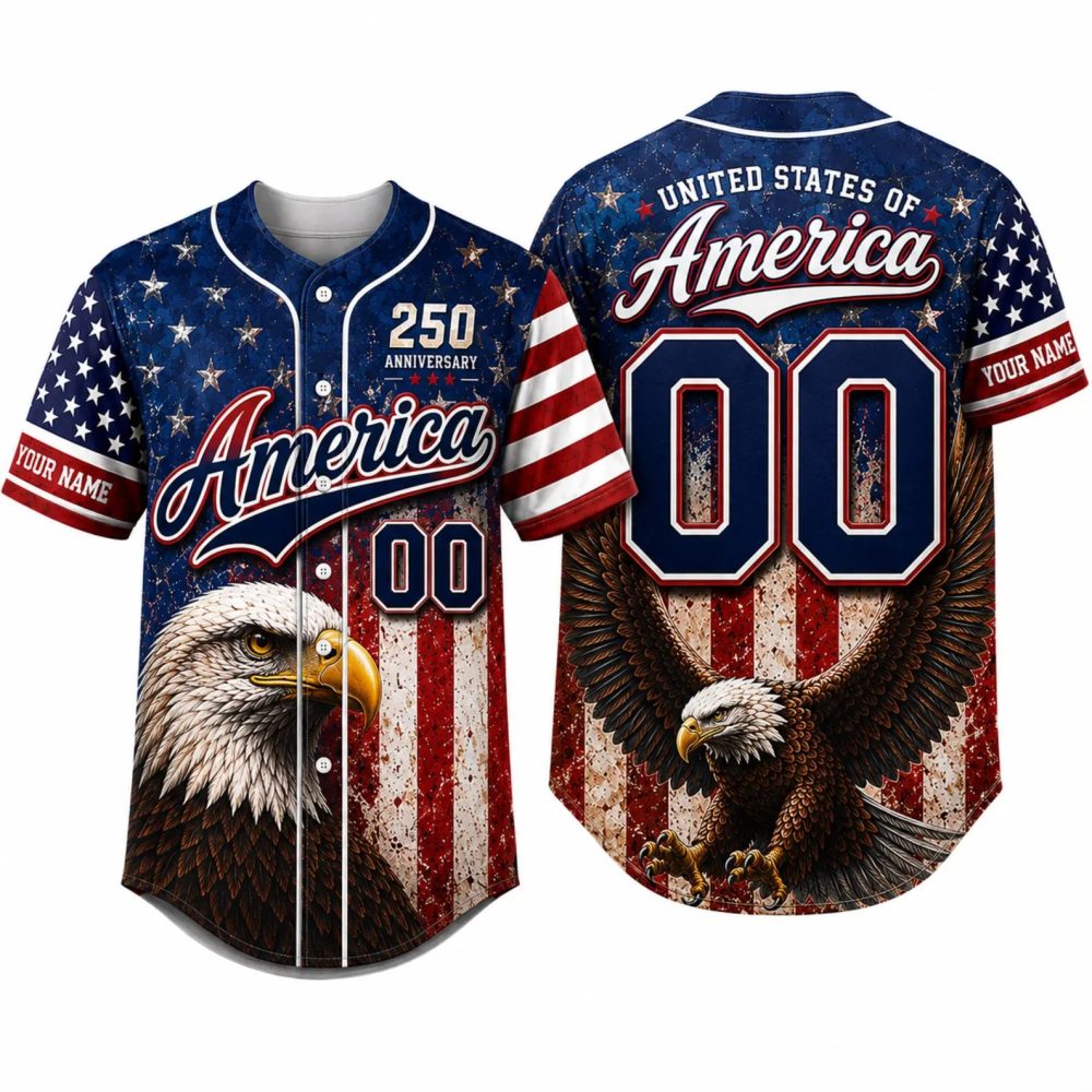 Usa 250Th Anniversary Distressed Eagle Collector Baseball Jersey