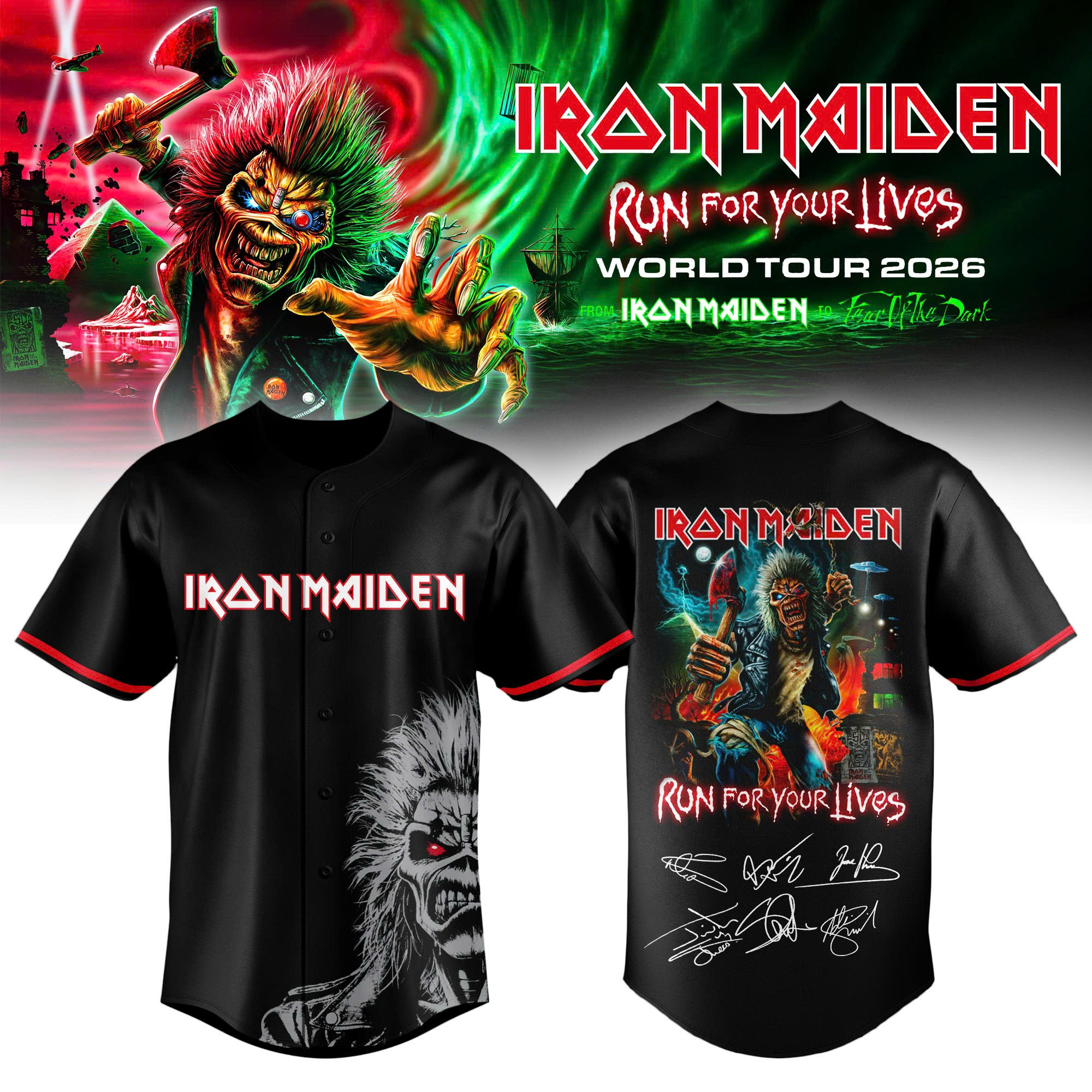 Iron Maiden Run For Your Lives Tour Limited Baseball Jersey Collection