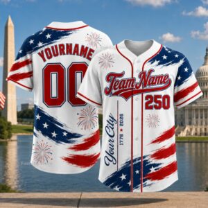 Usa 250Th Anniversary Flag Brush Patriotic Baseball Jersey