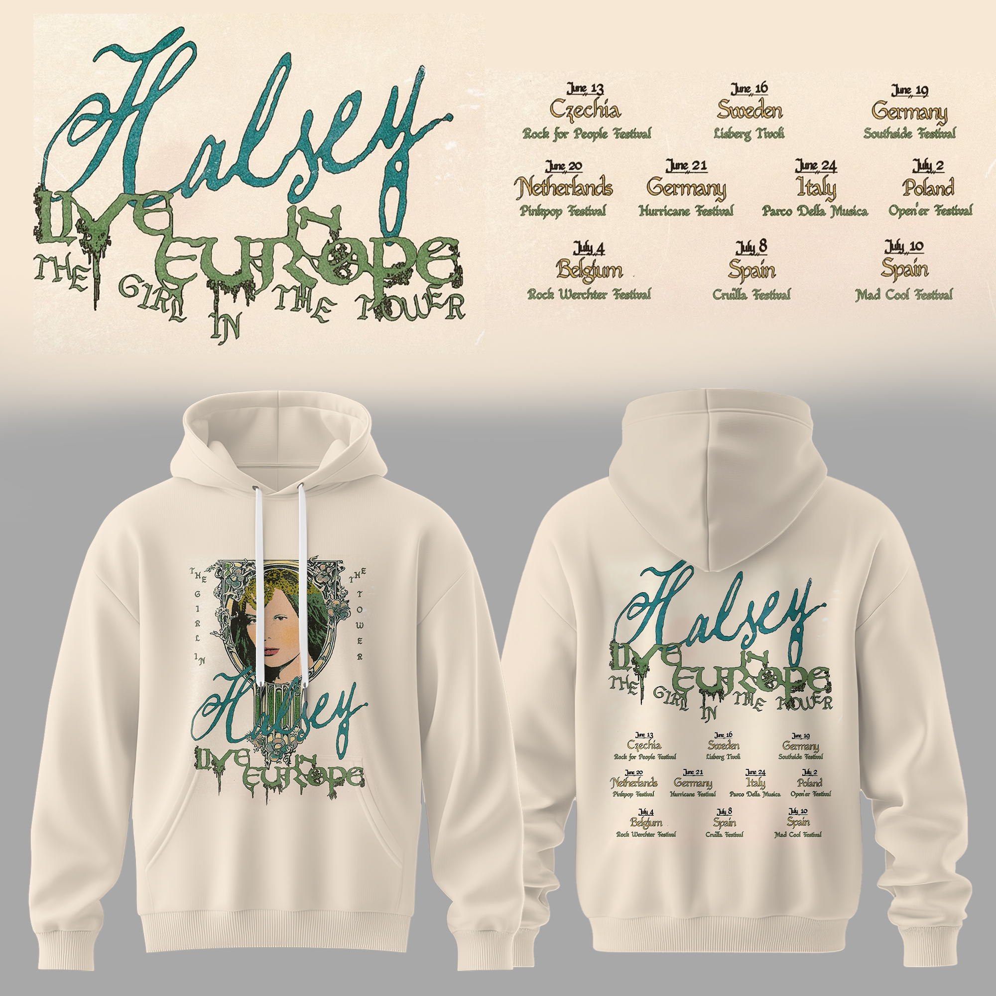Halsey The Girl In The Tower Europe Tour Premium Hoodie Collection