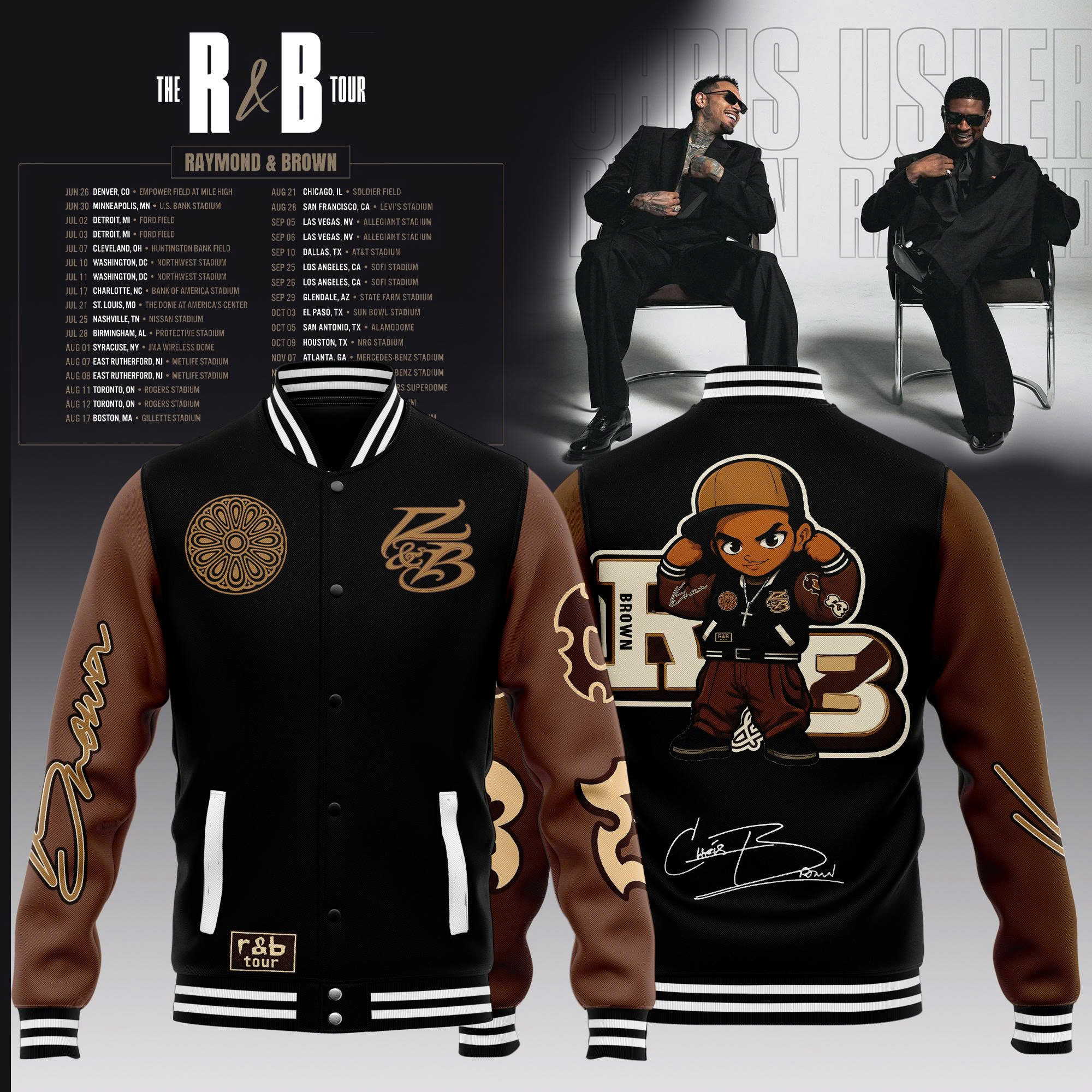 Chris Brown R&B Tour Signed Premium Fan Baseball Jacket
