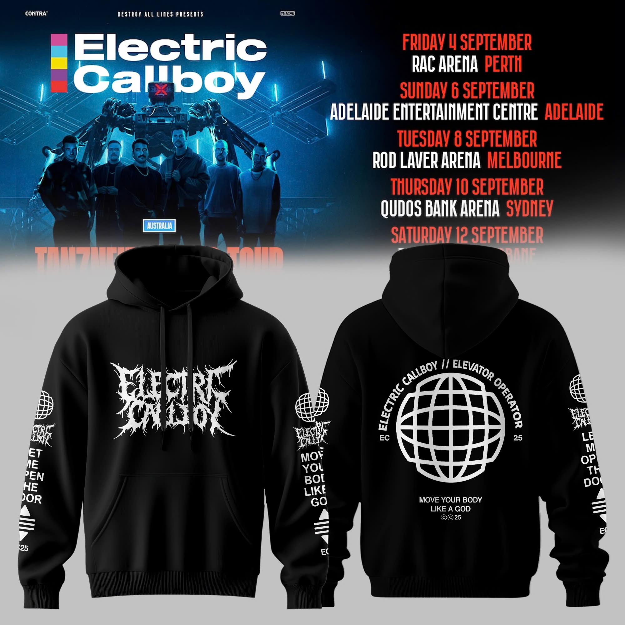 Electric Callboy Tanzneid World Tour Australia 2026 Limited Hoodie Collection