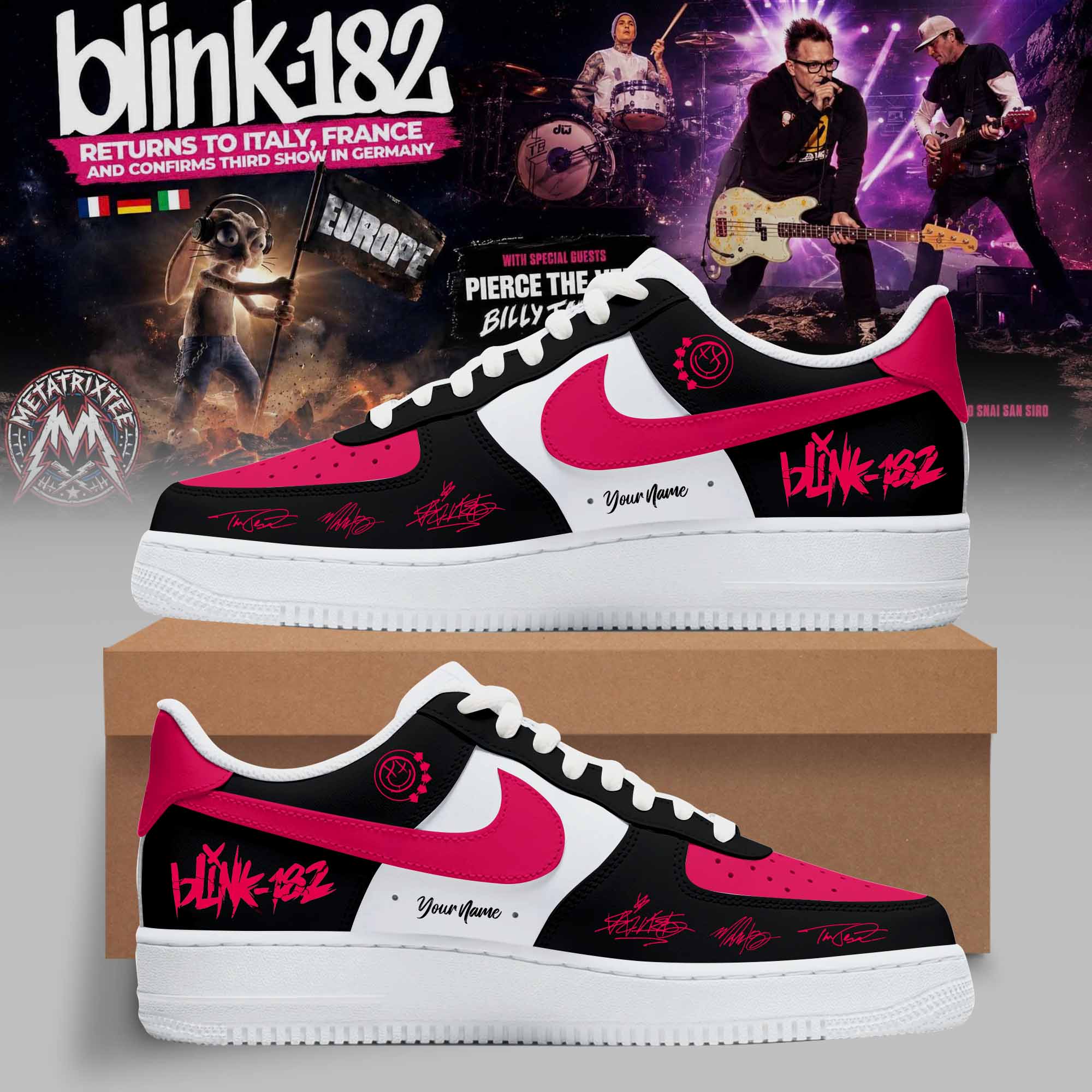 Blink182 Europe Tour Skate Punk Limited Sneakers