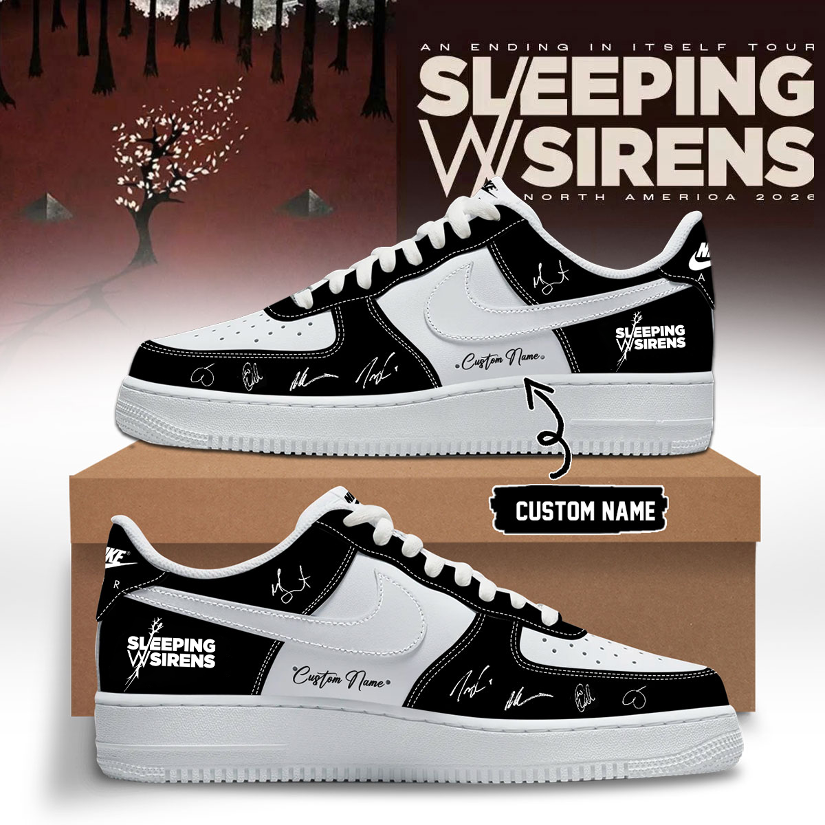 Sleeping With Sirens An Ending In Itself Limited Fan Air Force 1 Shoes Gift For Rock Fans
