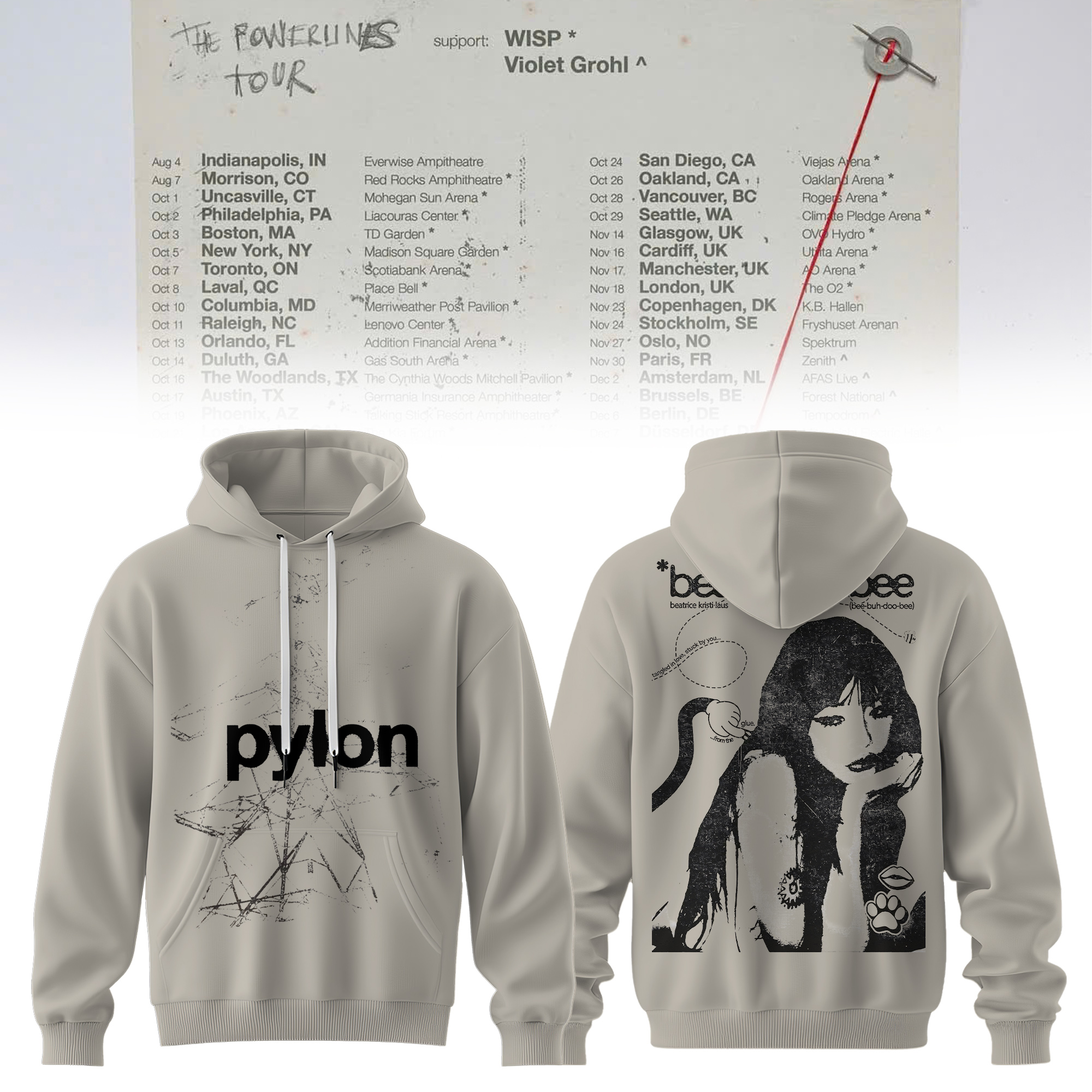 Beabadoobee The Powerlines Tour Pylon Graphic Hoodie Collection