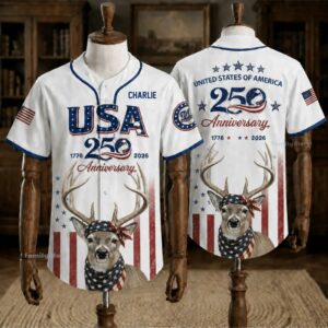 Deer Usa 250Th Anniversary American Flag Baseball Jersey