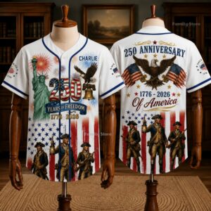 Usa 250Th Anniversary Revolutionary War Soldiers Baseball Jersey