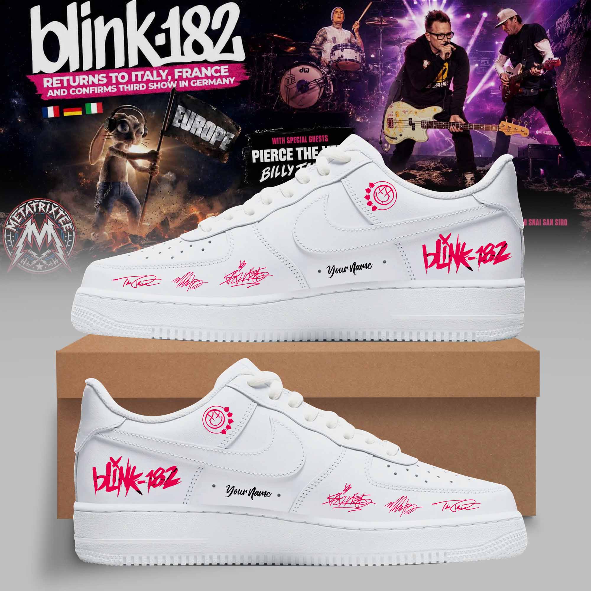 Blink182 Europe Concert Casual Lifestyle Sneakers