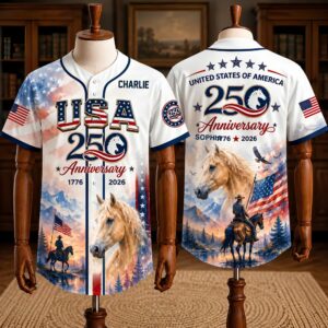 Usa 250Th Anniversary Horse Cavalry American Flag Baseball Jersey