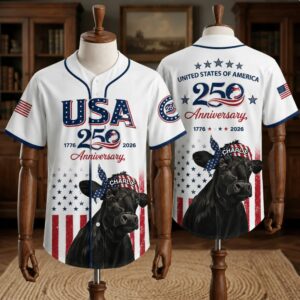 Black Cow Bandana Usa 250Th Anniversary Baseball Jersey