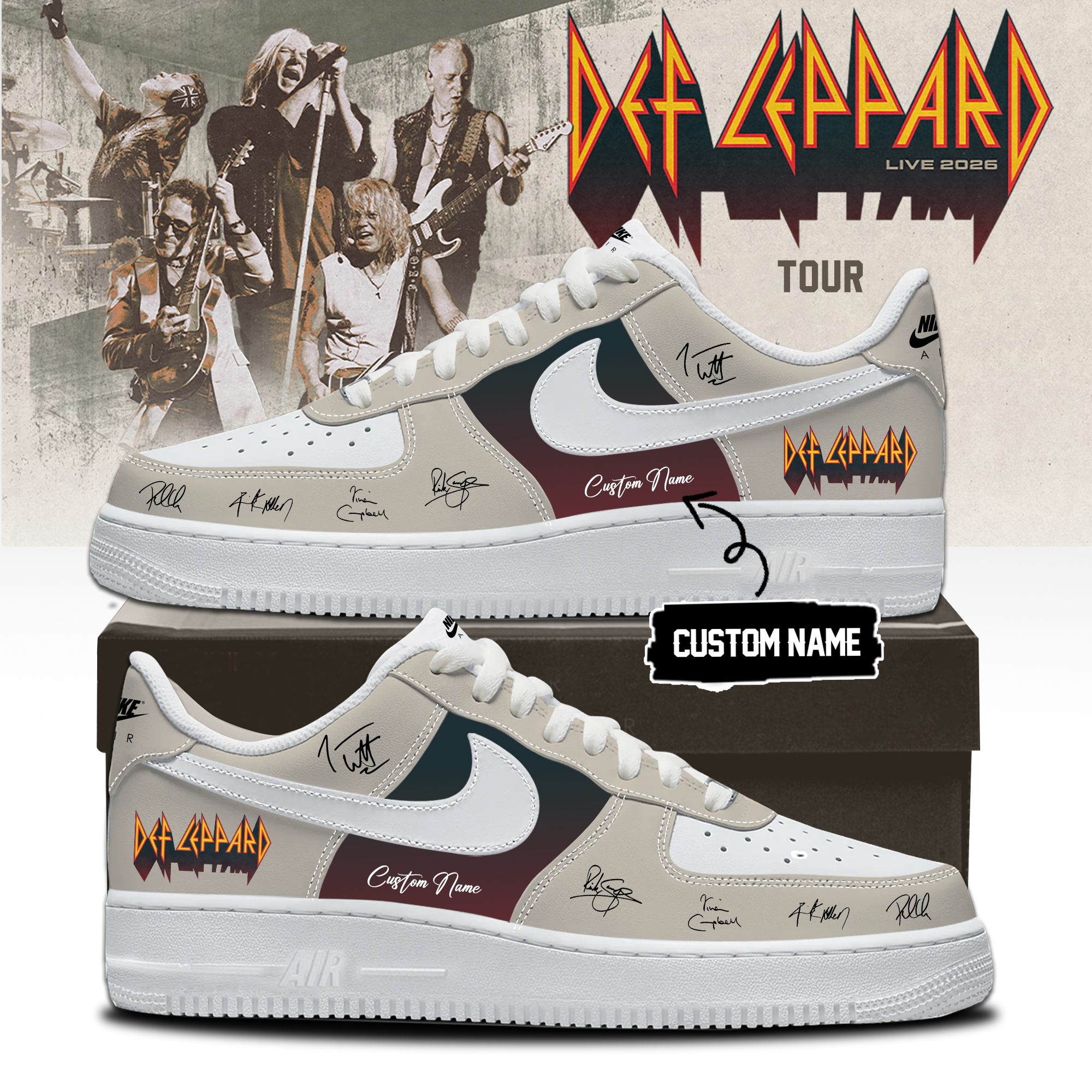 Def Leppard Live 2026 Premium Rock Sneakers