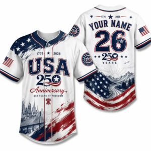 Celebrate Usa 250 Years Of Freedom Personalized Baseball Jersey