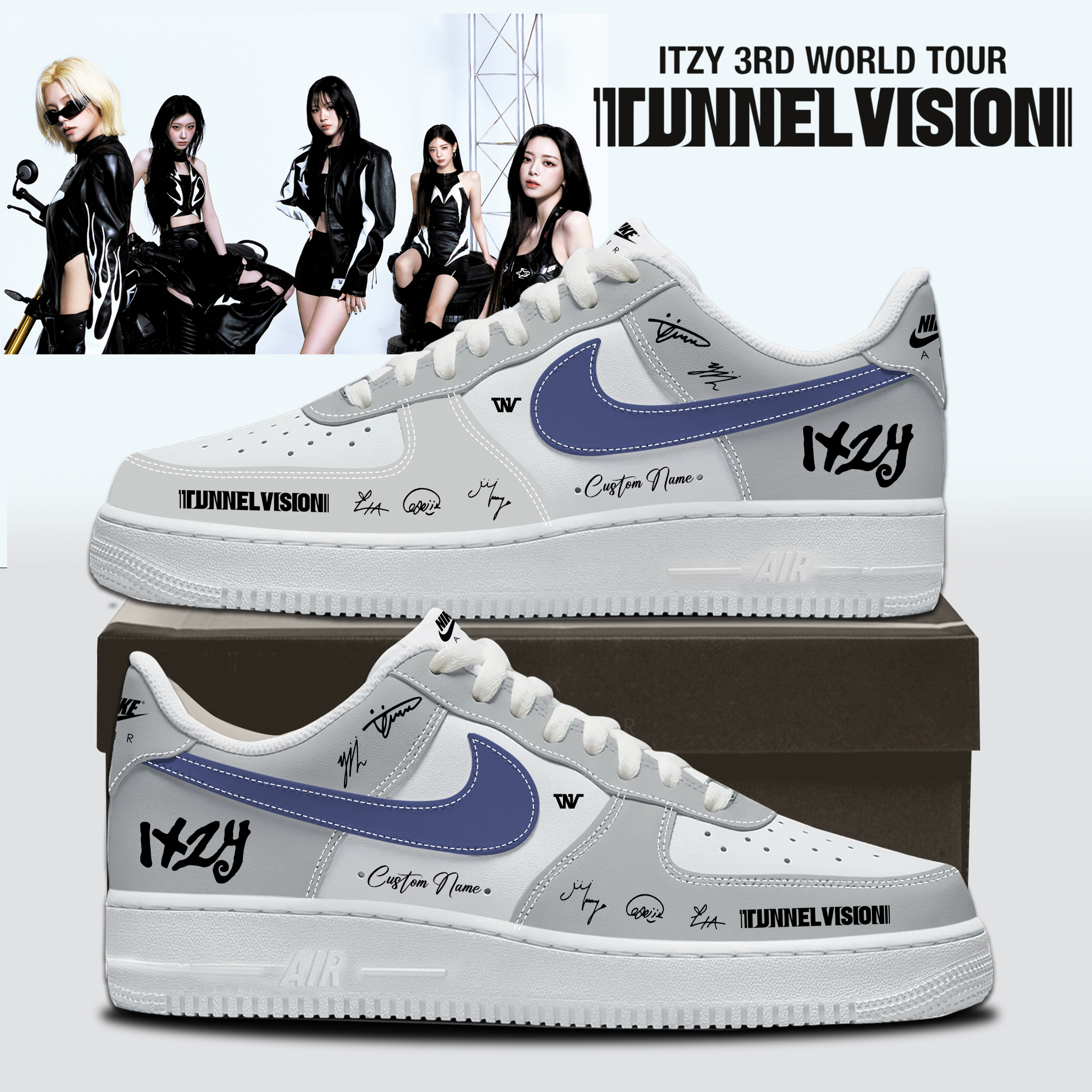 Itzy Tunnel Vision World Tour 2026 Air Jordan High Top Sneakers