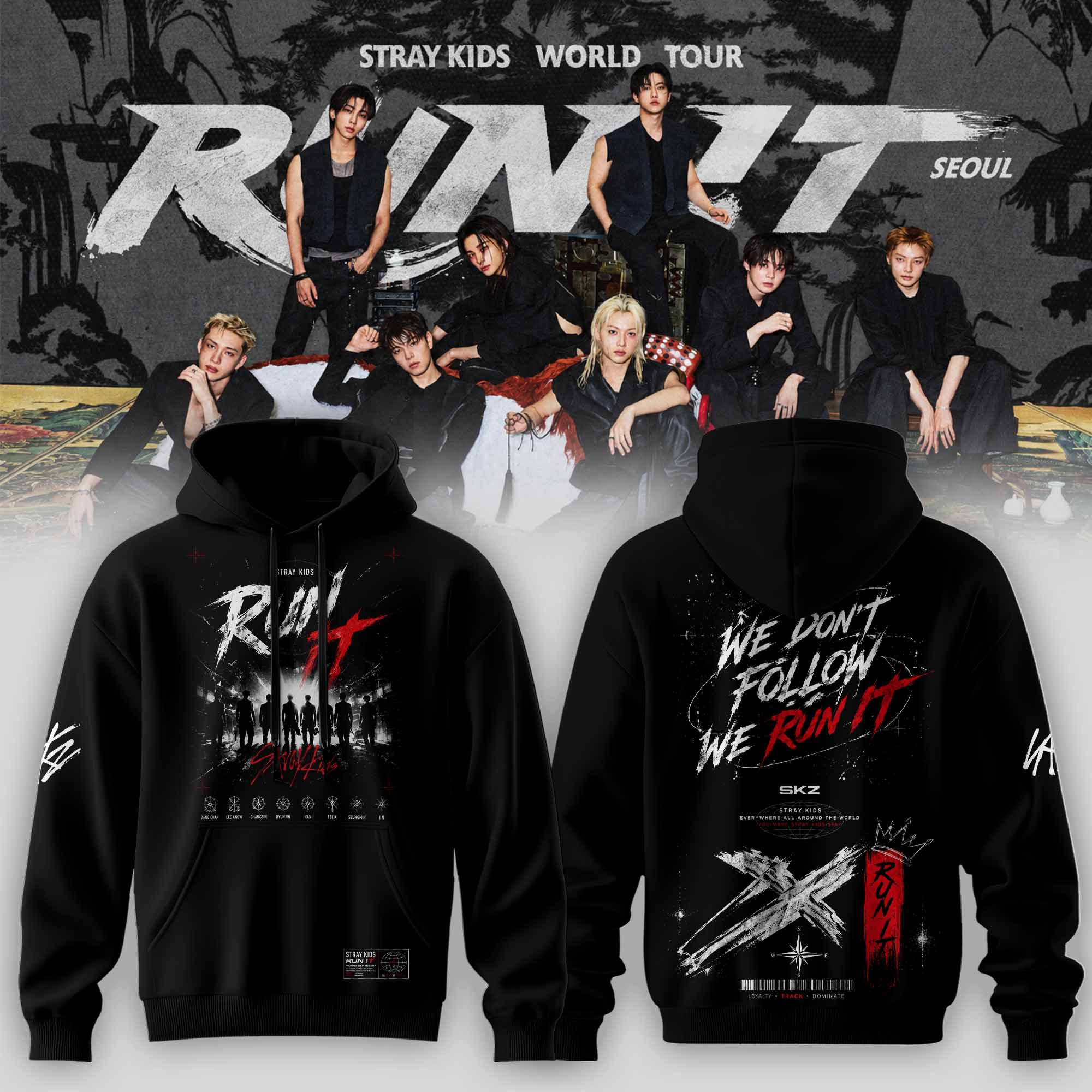 Stray Kids Run It World Tour 2026 Premium Hoodie Collection