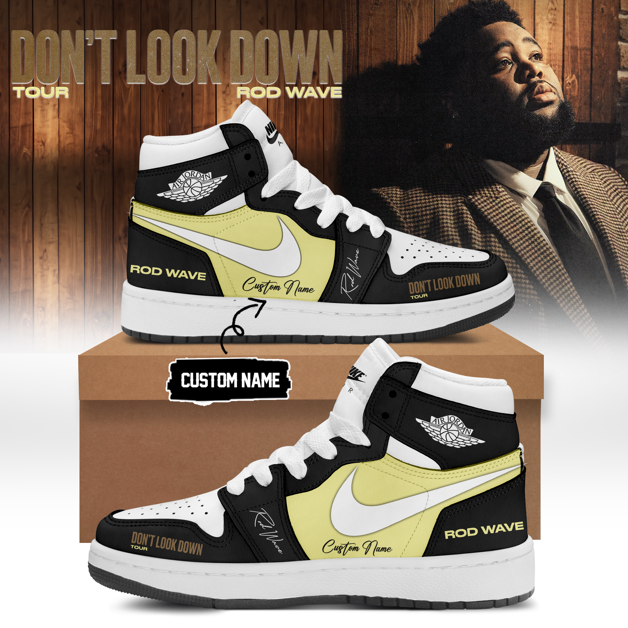 Rod Wave Dont Look Down Tour 2026 Premium Graphic Sneakers Gift For Tour Supporters