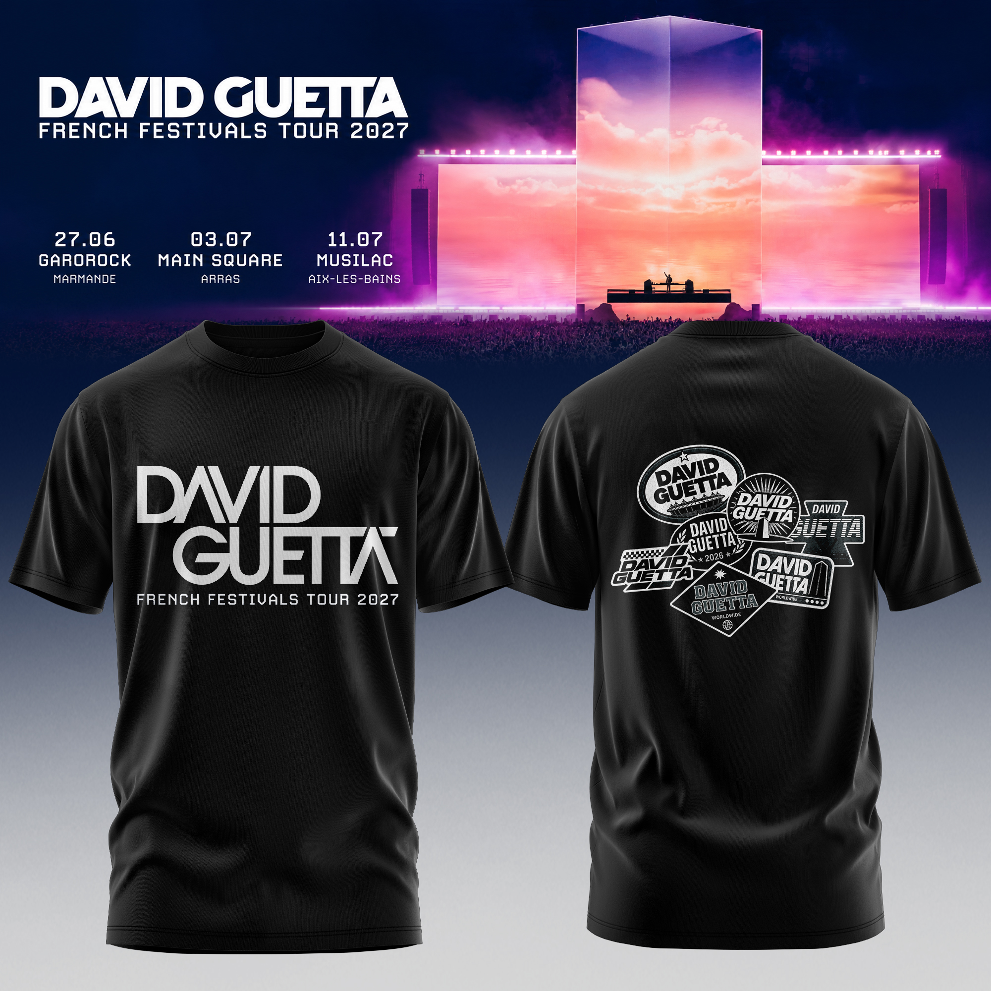 David Guetta France Tour 2026 Live Show T-Shirt Gift For Festival Fans