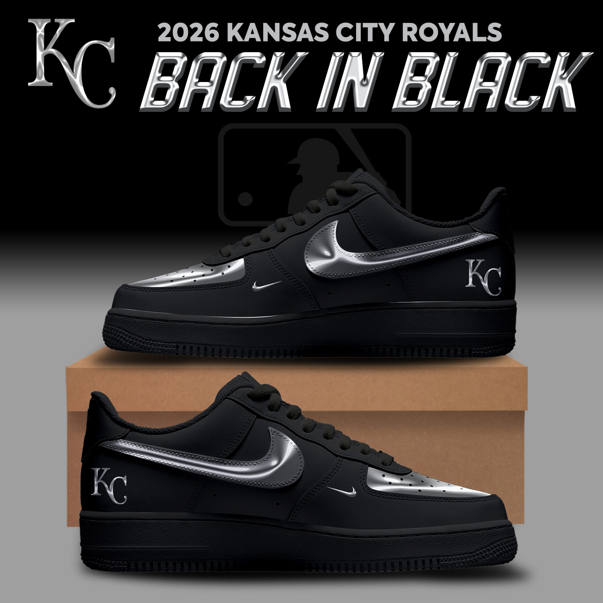 Kansas City Royals Back In Black 2026 Shoes Gift For Team Supporters