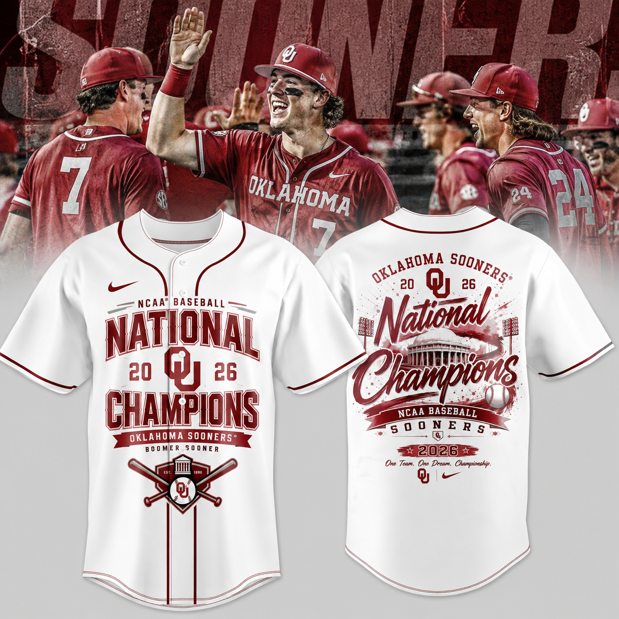 Oklahoma Sooners Baseball 2026 Ncaa Champions Fan Jersey