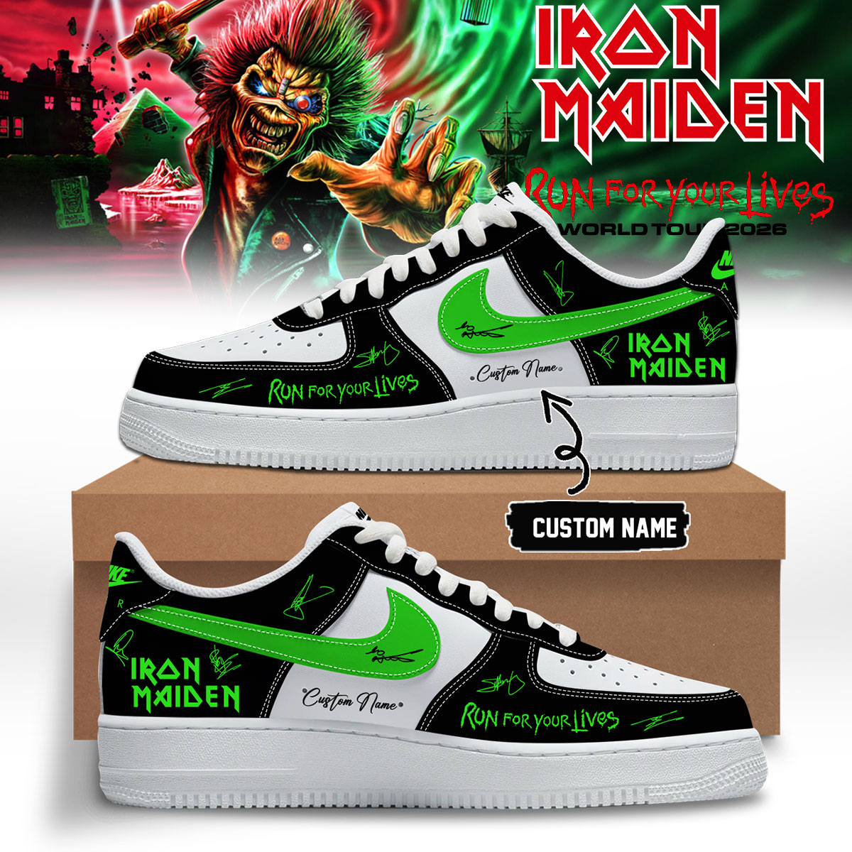Iron Maiden Run For Your Lives World Tour Collector Shoes Gift For Rock Music Lovers