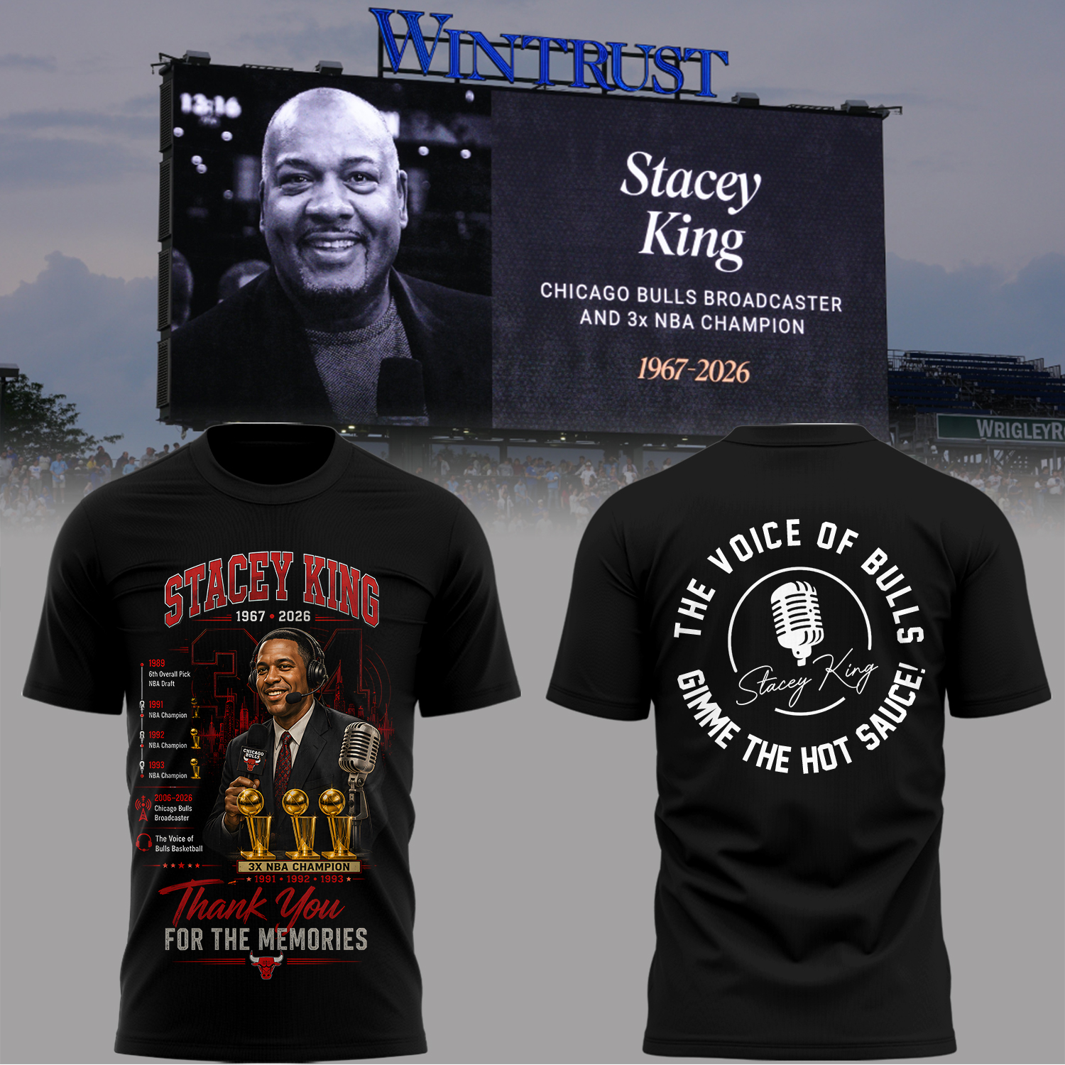 Stacey King The Voice Of Bulls Tribute T-Shirt Gift For Nba Fans