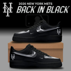 New York Mets Back In Black 2026 Shoes Gift For Baseball Lovers